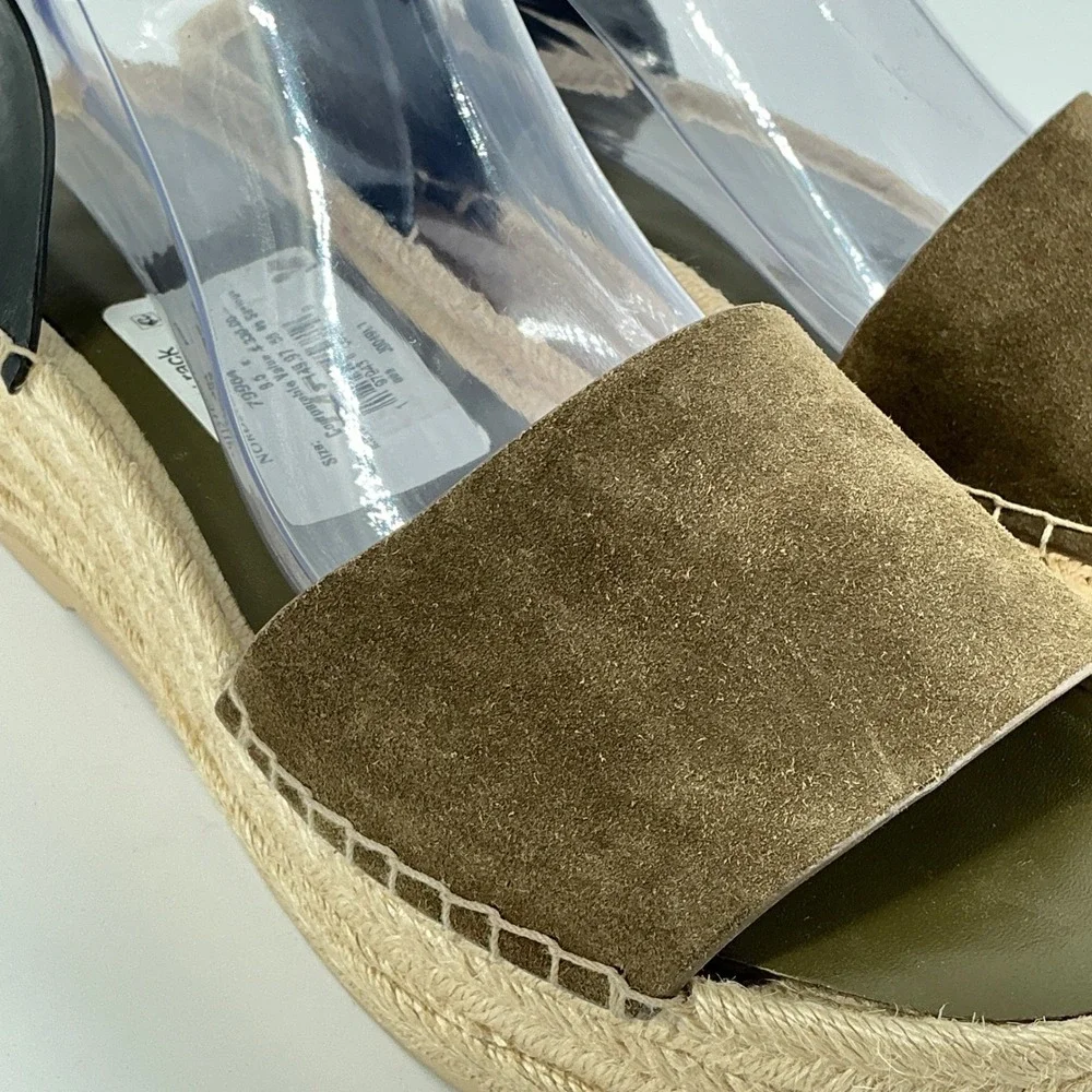 Vince Size 9.5 Olive Suede Black‎ Leather Platform Espadrille NEW Sandals $330